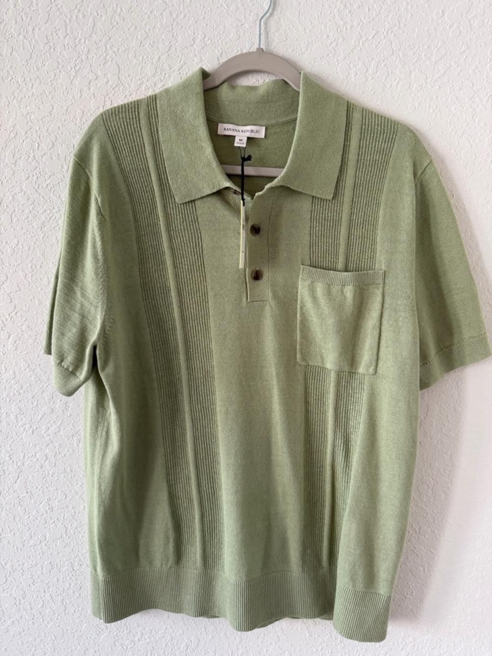 Banana Republic Light Olive Green Knit Polo with Chest Pocket
